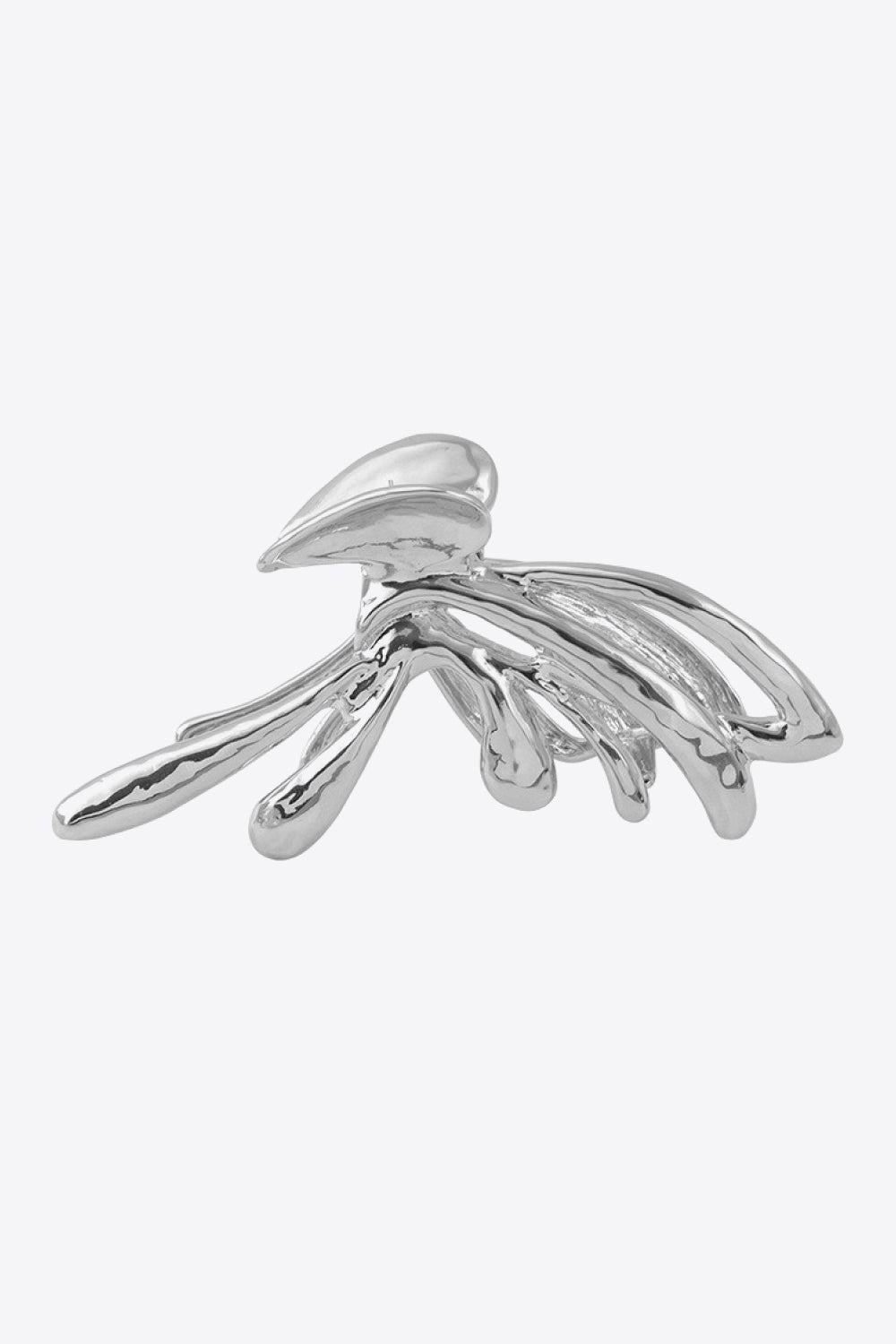 Side view of silver color polished butterfly claw clip