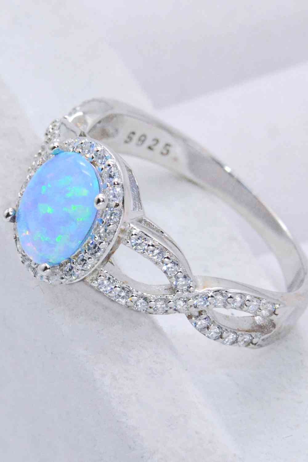 Opal Ring in Platinum Plated Sterling