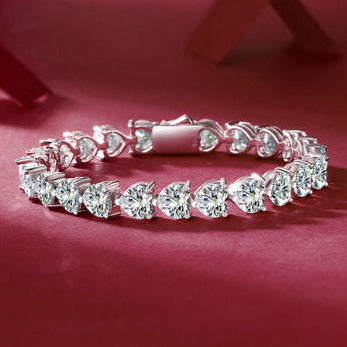 24 Carat Moissanite Heart Bracelet Set in Sterling Silver