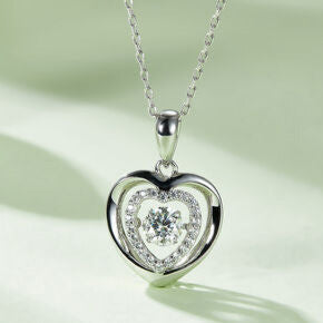 Moissanite stone set in sterling silver heart pendant