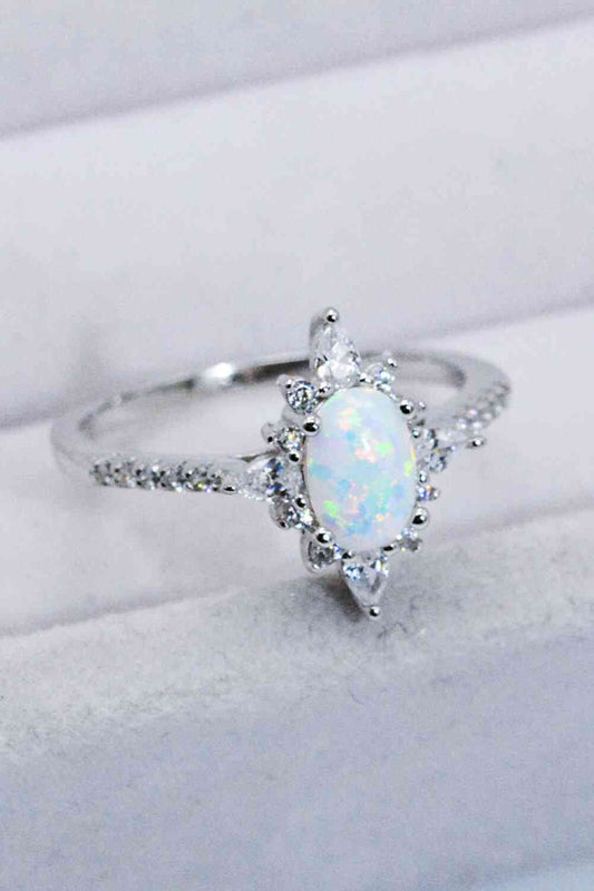 Opal and Zircon Ring