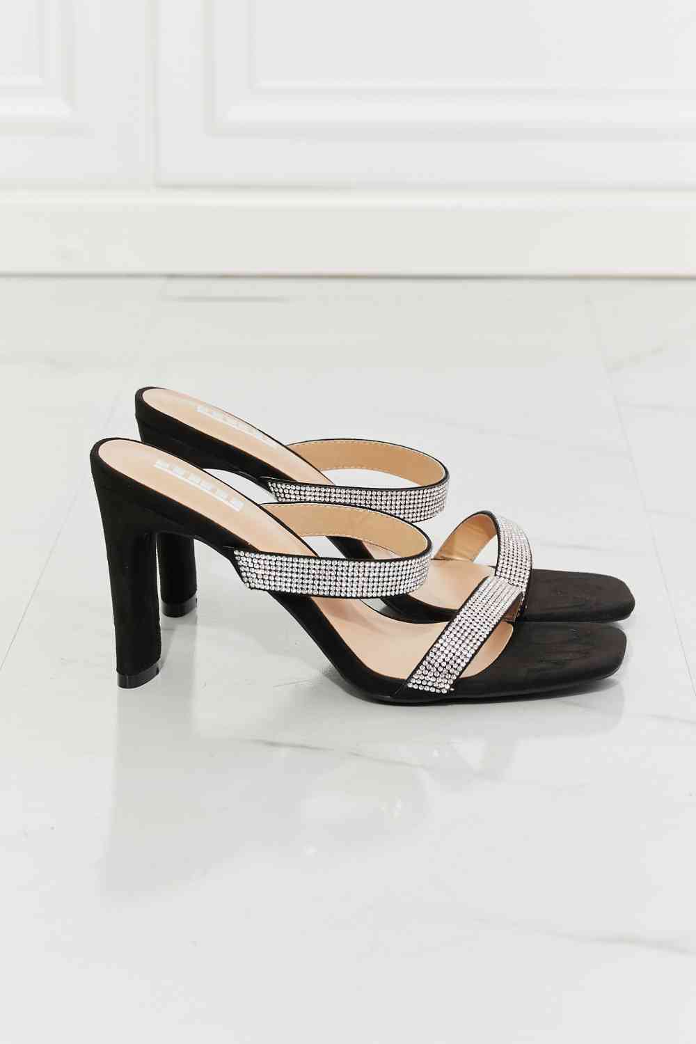 MMShoes Black Sparkle Rhinestone Sandal