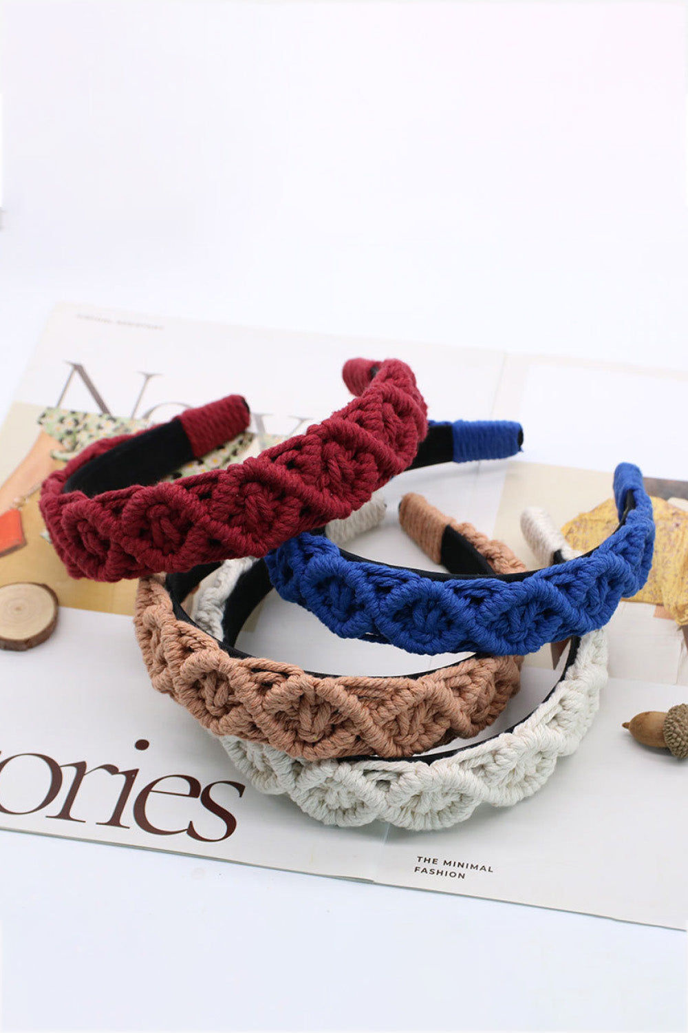 Hand made macrame headband in four colors