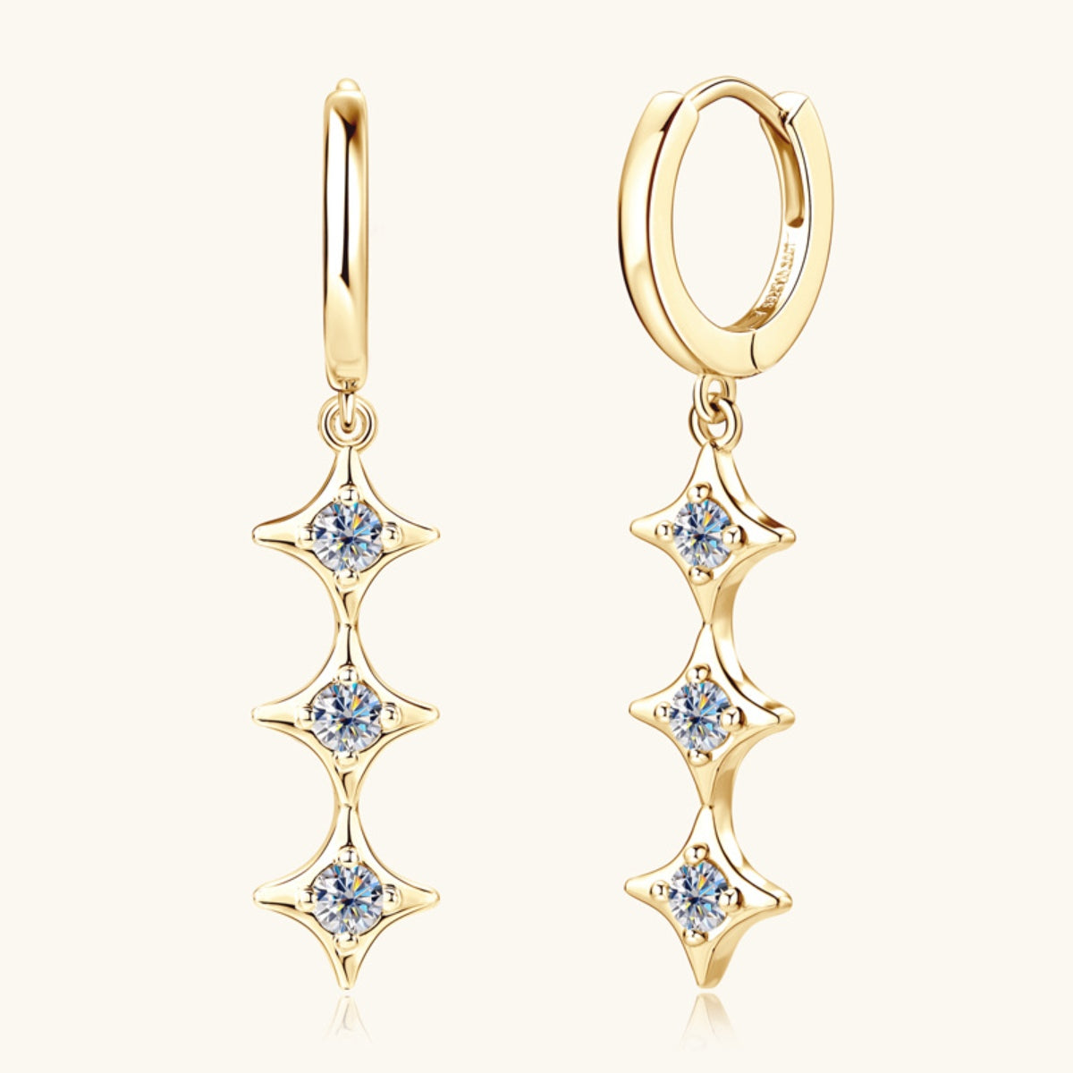 moissanite and gold plated sterling earrings