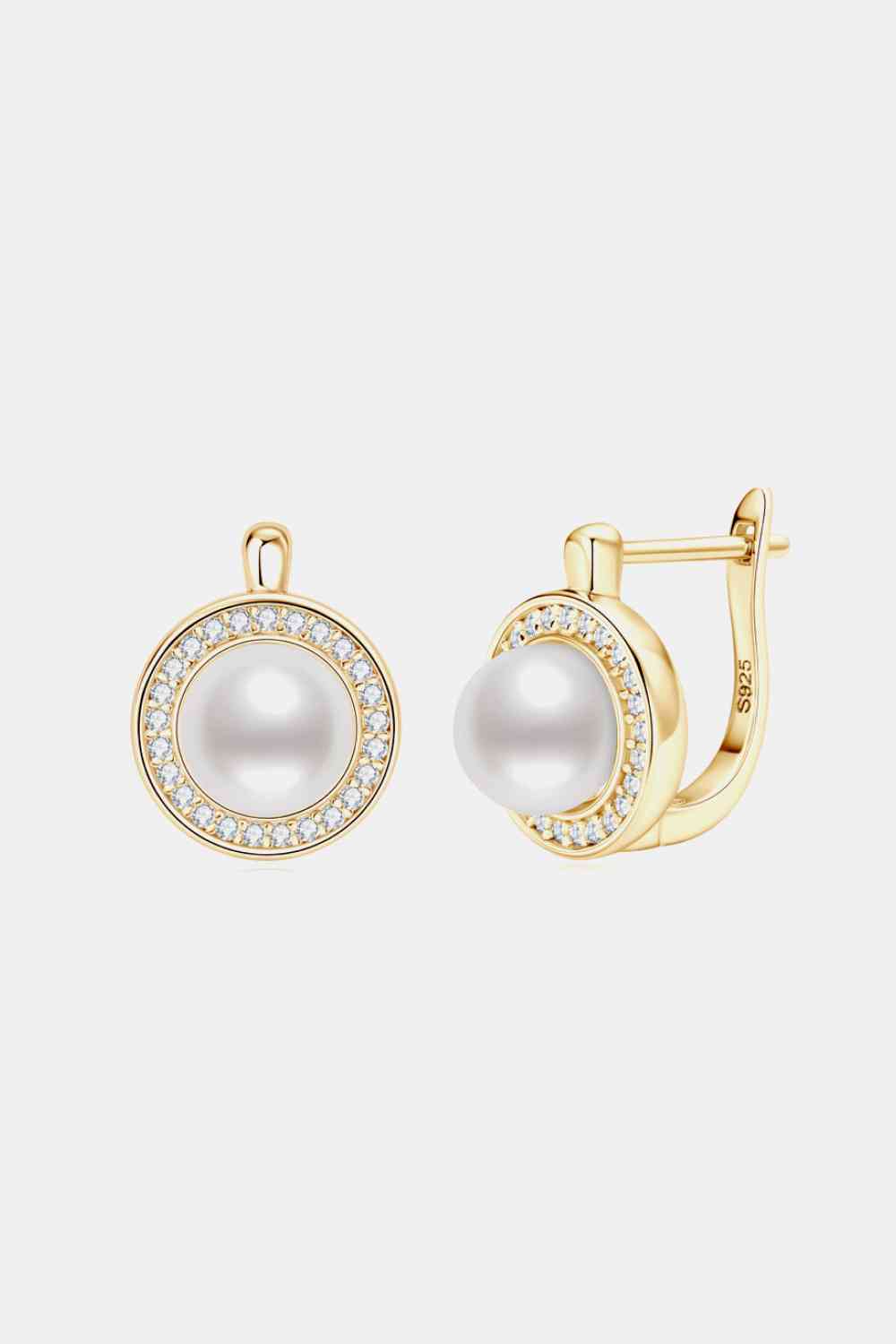 Pearl and Moissanite Sterling Silver Earrings